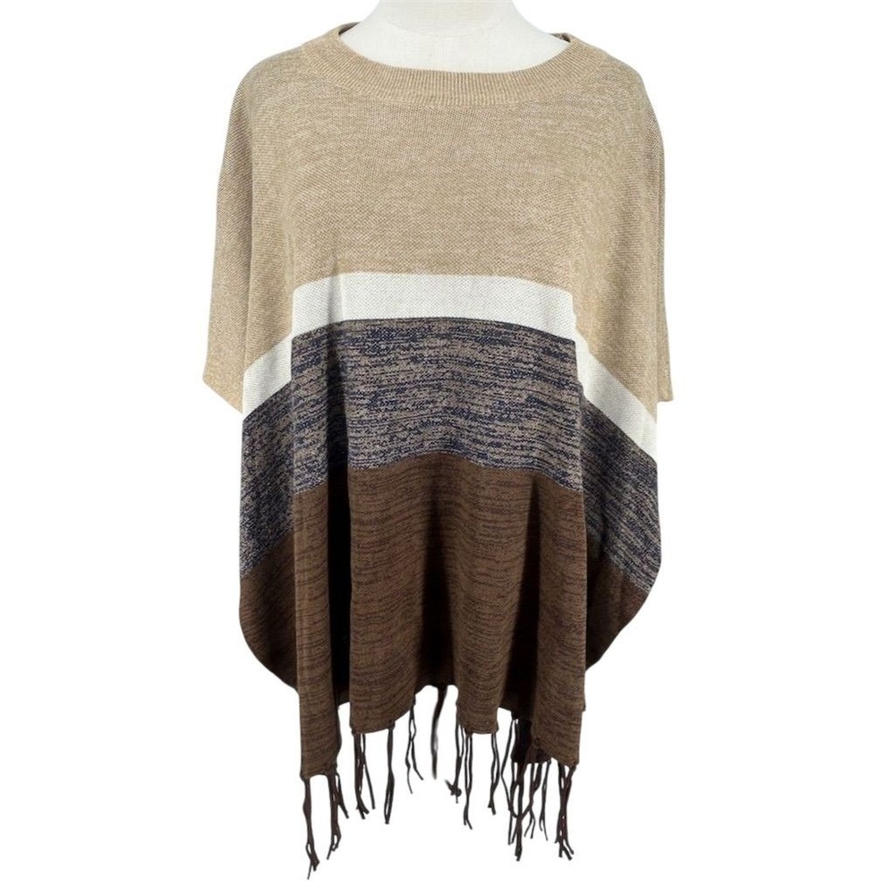 NEW Paparazzy Women's‎ Taupe Brown Cape Poncho Sweater One Size  - AC